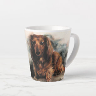 Long Haired Dachshund dog Latte Mug