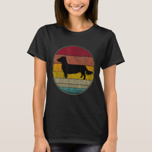 Long Haired Dachshund Dog Silhouette Pet Lover Vin T-Shirt