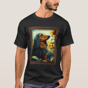 Long Haired Dachshund Doxie Painting Sunflower Flo T-Shirt