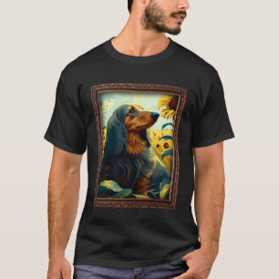 Long Haired Dachshund Doxie Painting Sunflower Flo T-Shirt