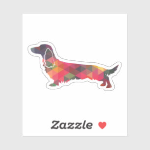 Long Haired Dachshund Geo Silhouette Multi