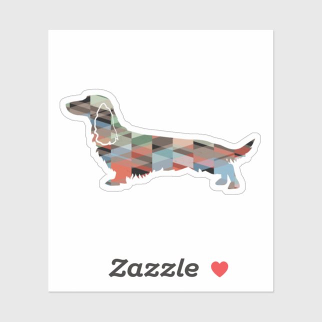 Long Haired Dachshund Geo Silhouette Plaid (Sheet)