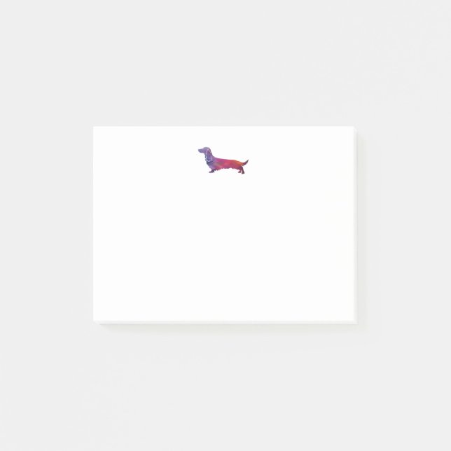 Long Haired Dachshund Geo Silhouette Purple Post-it Notes (Front)