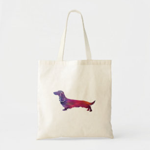 Long Haired Dachshund Geo Silhouette Purple Tote Bag