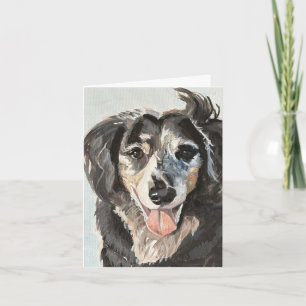Long-Haired Dachshund Hand-Painted on Canvas Note Card