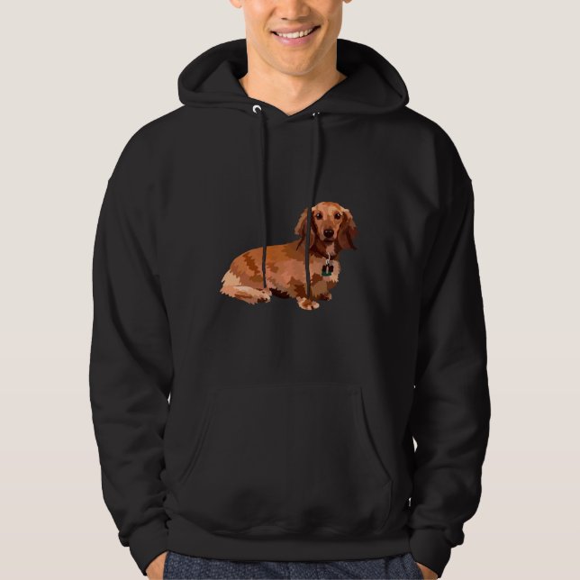 Long Haired Dachshund Hoodie (Front)