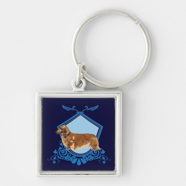 Long-haired Dachshund Key Ring (Front)