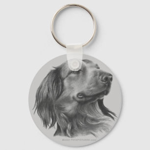 Long-Haired Dachshund Key Ring