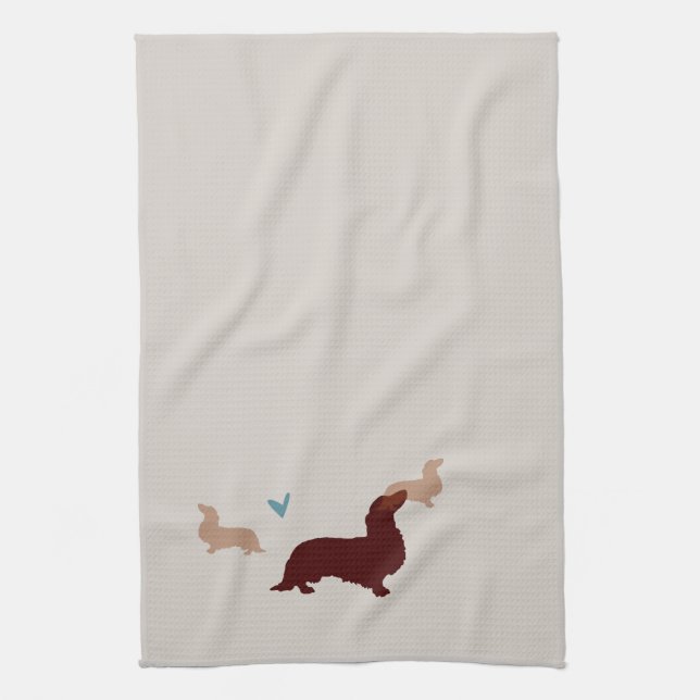 Long-haired Dachshund Kitchen Towel (Vertical)