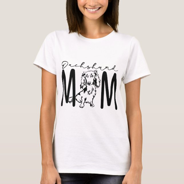 Long Haired Dachshund Mum T-Shirt (Front)