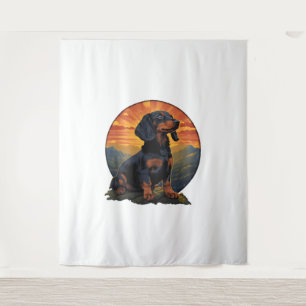 Long Haired Dachshund pet lover retro vintage Tapestry