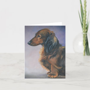 Long Haired Dachshund Profile Dog Art Note Card