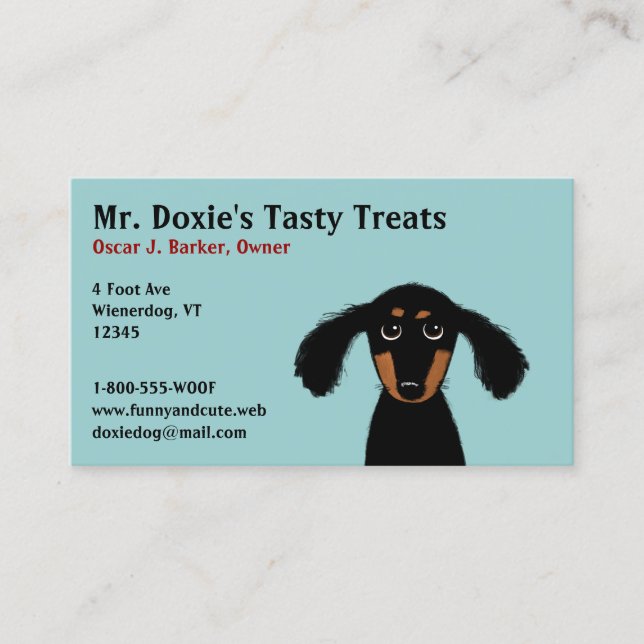 Long Haired Dachshund Puppy Business Card (Front)