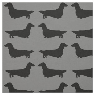 Long Haired Dachshund Silhouette Fabric