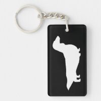 Long Haired Dachshund Silhouette - White