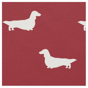 Long Haired Dachshund Silhouettes Pattern Fabric