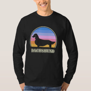 Long Haired Dachshund Vintage Sunset Dog T-Shirt