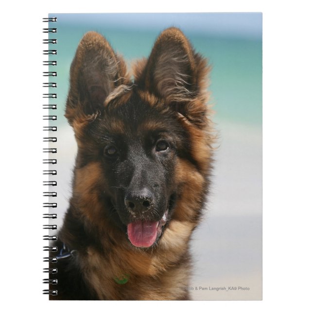 Long Haired German Shepherd Beach Notebook (Front)