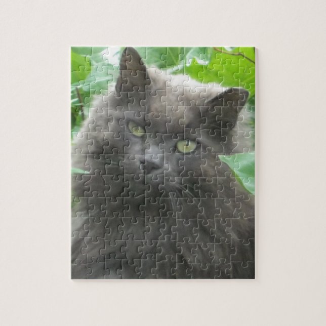 Long Haired Grey Russian Blue Cat Jigsaw Puzzle (Vertical)