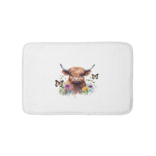 Long Haired Highland Baby Cow Classic T-Shirt Bath Mat