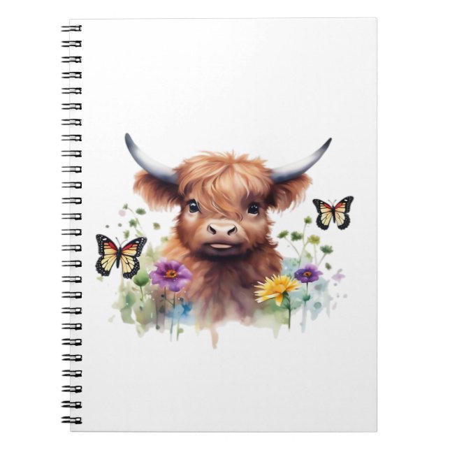 Long Haired Highland Baby Cow Classic T-Shirt Notebook (Front)