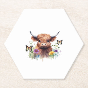 Long Haired Highland Baby Cow Classic T-Shirt Paper Coaster
