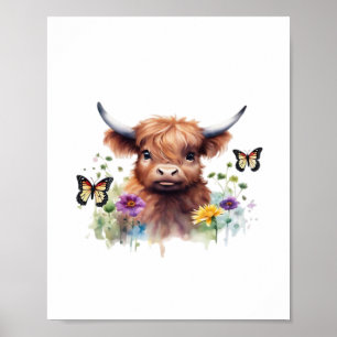 Long Haired Highland Baby Cow Classic T-Shirt Poster
