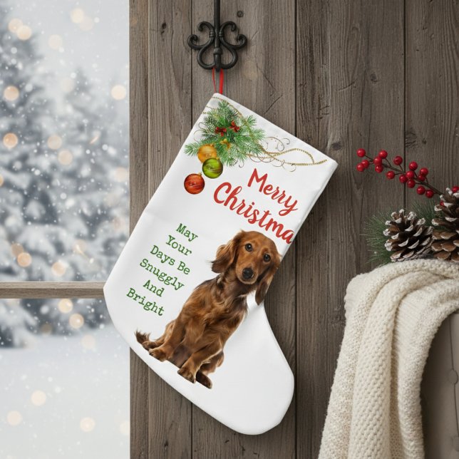Long-Haired Love Dachshund  Small Christmas Stocking (Dachshund Christmas Stocking)