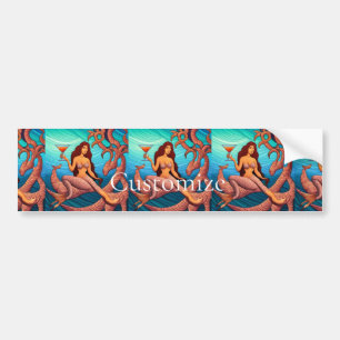 Long-haired Martini Mermaid Thunder_Cove Bumper Sticker