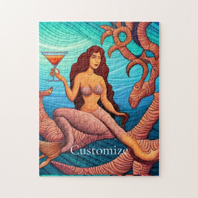 Long-haired Martini Mermaid Thunder_Cove  Jigsaw Puzzle (Vertical)