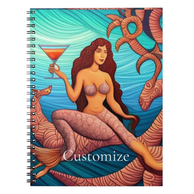 Long-haired Martini Mermaid Thunder_Cove  Notebook (Front)