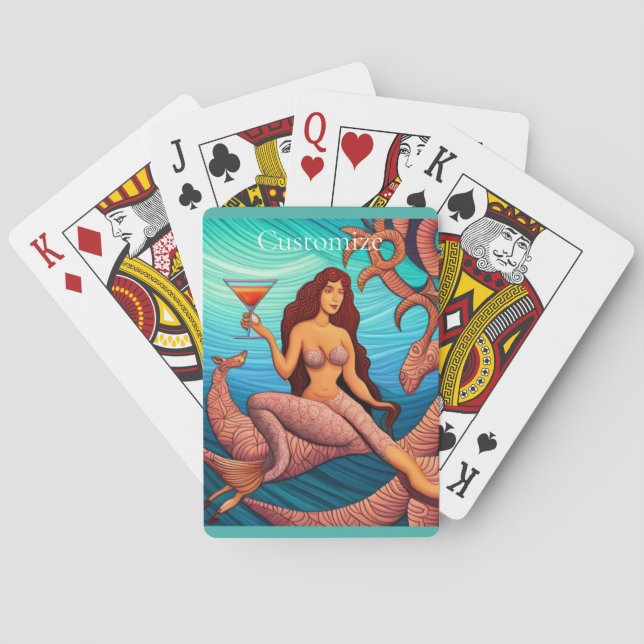 Long-haired Martini Mermaid Thunder_Cove  Playing Cards (Back)
