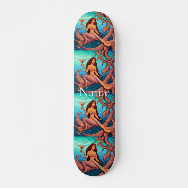 Long-haired Martini Mermaid Thunder_Cove  Skateboard (Front)