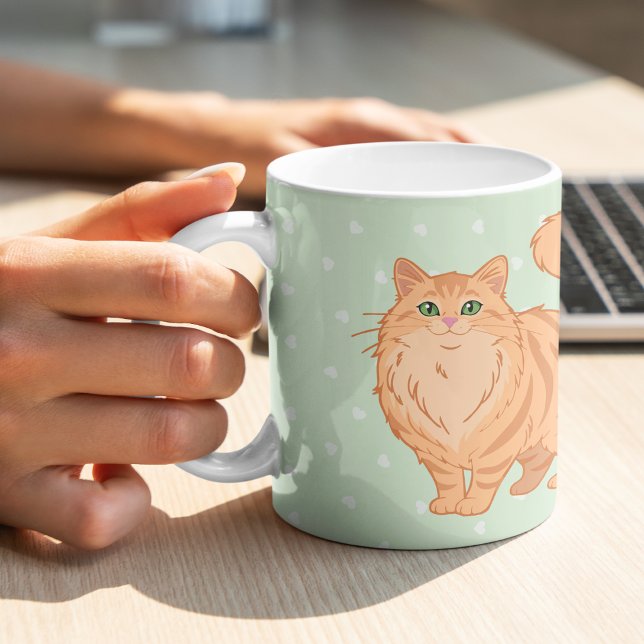 Long Haired Orange Tabby Cat Mum Personalised Coffee Mug (Creator Uploaded)