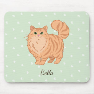 Long Haired Orange Tabby Cat Personalised Mouse Pad