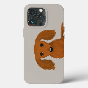 Long Haired Red Dachshund Cute Doxie Cartoon Dog iPhone 13 Pro Case