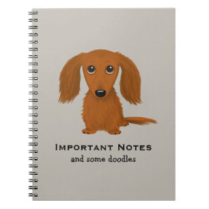 Long Haired Red Dachshund   Cute Doxie Cartoon Dog Notebook