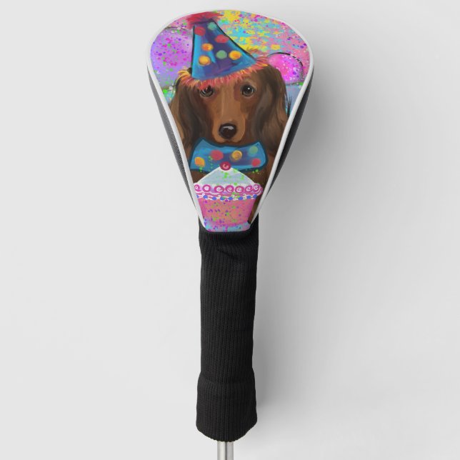 LONG HAIRED RED DACHSHUND  GOLF HEAD COVER (Front)