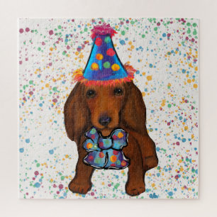 Long Haired Red Dachshund Jigsaw Puzzle