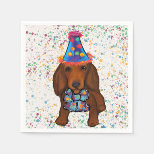 Long Haired Red Dachshund      Napkin
