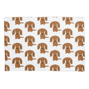 Long Haired Red Dachshund Pattern Pillowcase