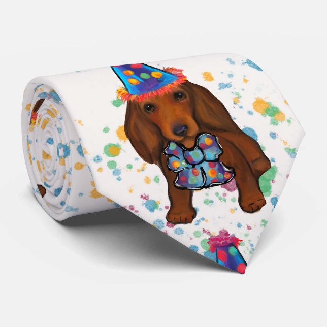 Long Haired Red Dachshund      Tie (Rolled)