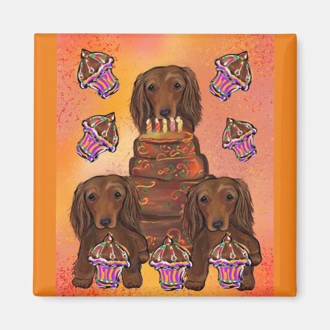 Long Haired Red Dachshunds Magnet (Front)