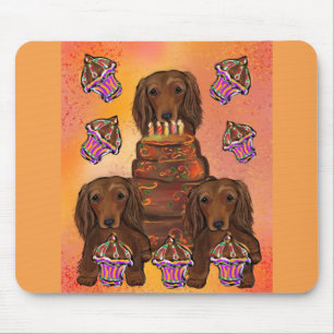 Long Haired Red Dachshunds Mouse Pad