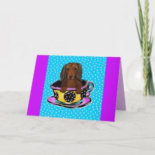Long Haired Red Doxie Card