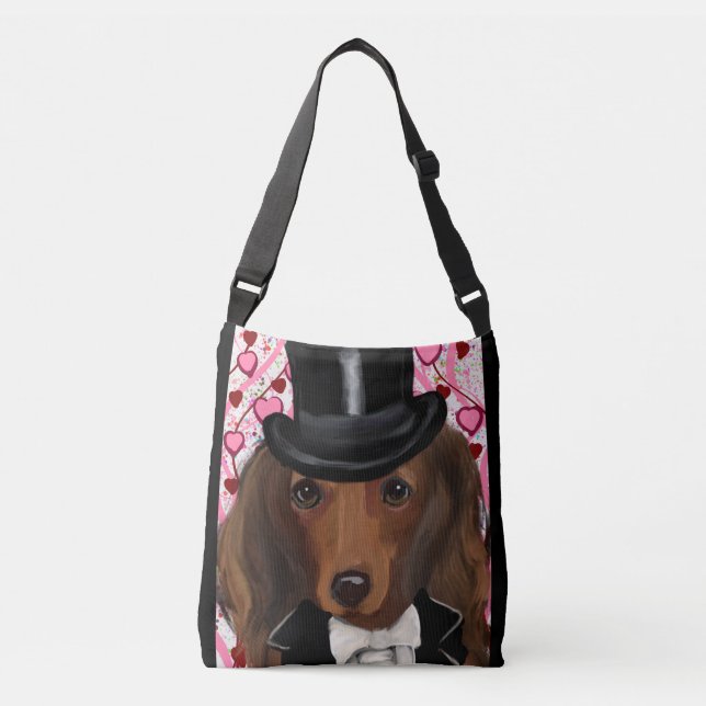 LONG HAIRED RED DOXIE            CROSSBODY BAG (Front)