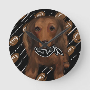 LONG HAIRED RED DOXIE ROUND CLOCK