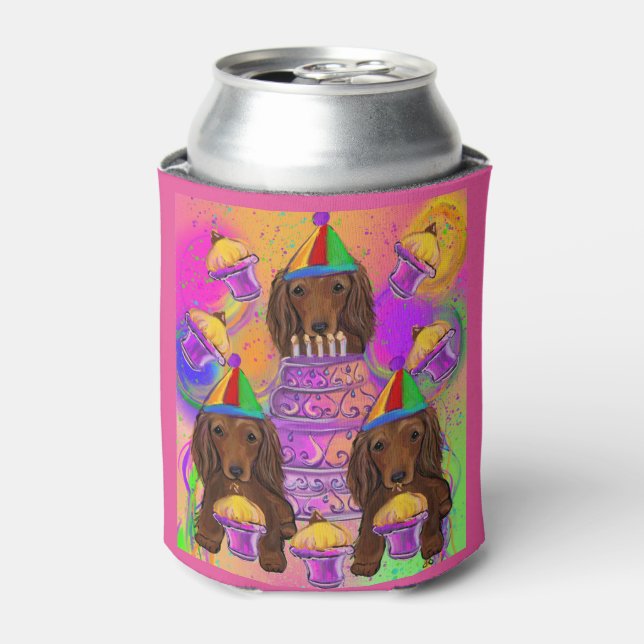 Long Haired Red Doxies Can Cooler (Can Front)