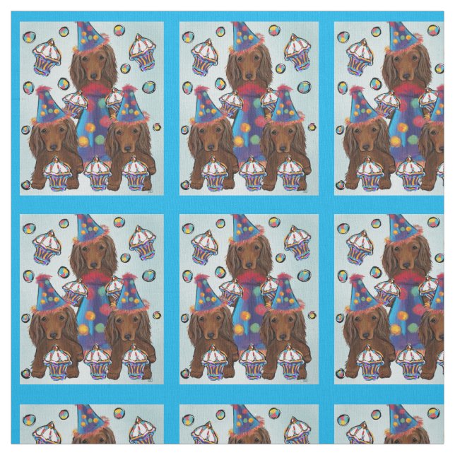 LONG HAIRED RED DOXIES FABRIC (Swatch)