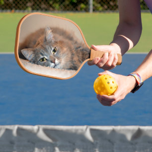 Long Haired Russian Blue Cat by Shirley Taylor Pickleball Paddle